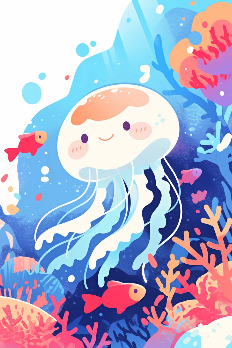 Charming Jellyfish in a Coral Reef